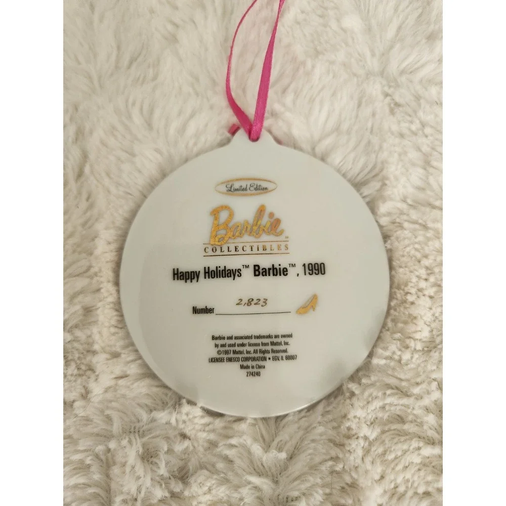 1997 Enesco Limited Edition Happy Holidays Barbie 1990 Hanging Ornament‎ #274240